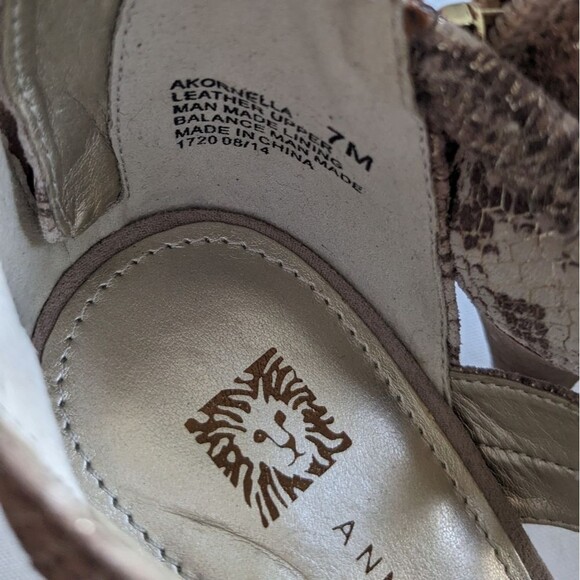 Anne Klein Womens Sz 7 Akornella SnakeSkin Leather Gladiator OpenToe LaceUp Heel - Picture 6 of 9